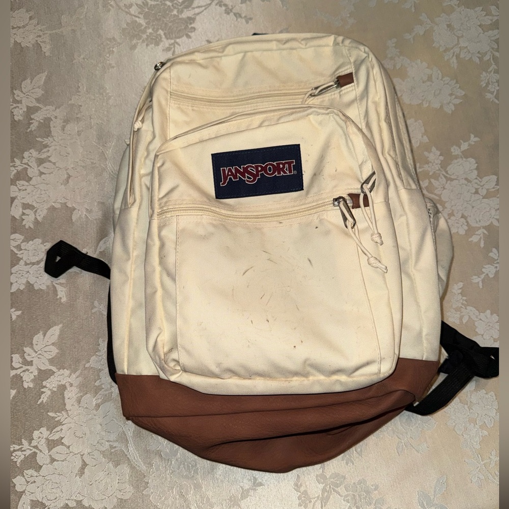 JanSport Classic Cream and Brown Backpack